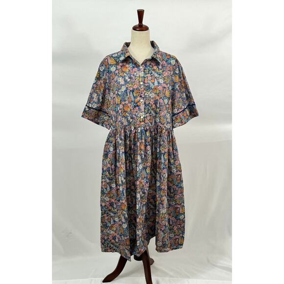 LIBERTY London Sz XXL Ciara Tana Lawn Gallery Cotton Floral Shirt Dress Midi - Picture 8 of 9